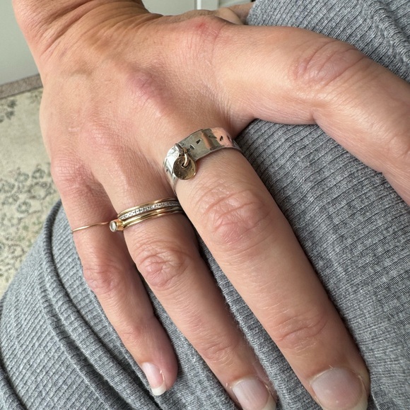 Jewelry - Handmade Silver Ring with Brass Dangle